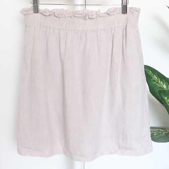 J. Crew Light Grey 100% Linen Paper-bag Mini Summer Skirt Size 8 - Picture 4 of 12